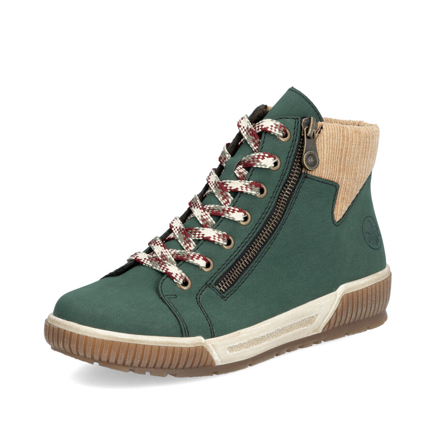 botas verdes con cremallera para mujer rieker n0709-54
