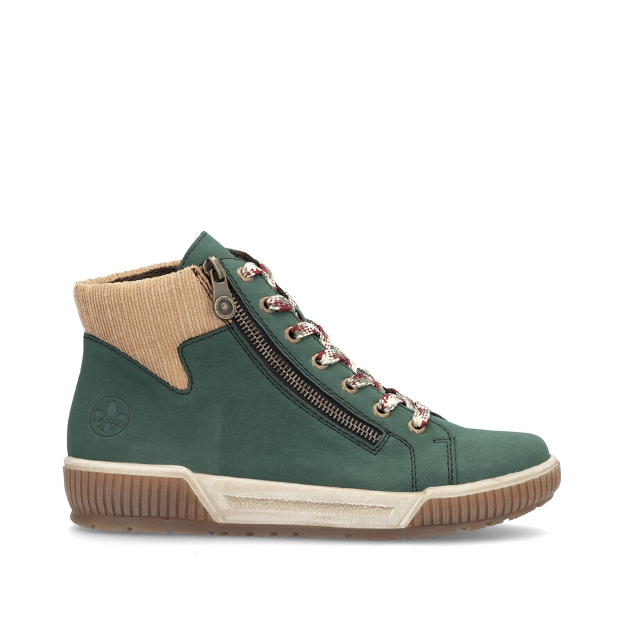 botas verdes con cremallera para mujer rieker n0709-54