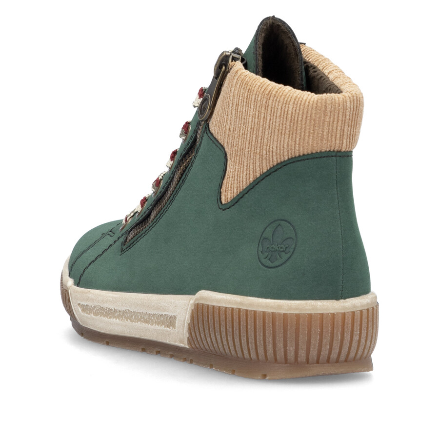 botas verdes con cremallera para mujer rieker n0709-54