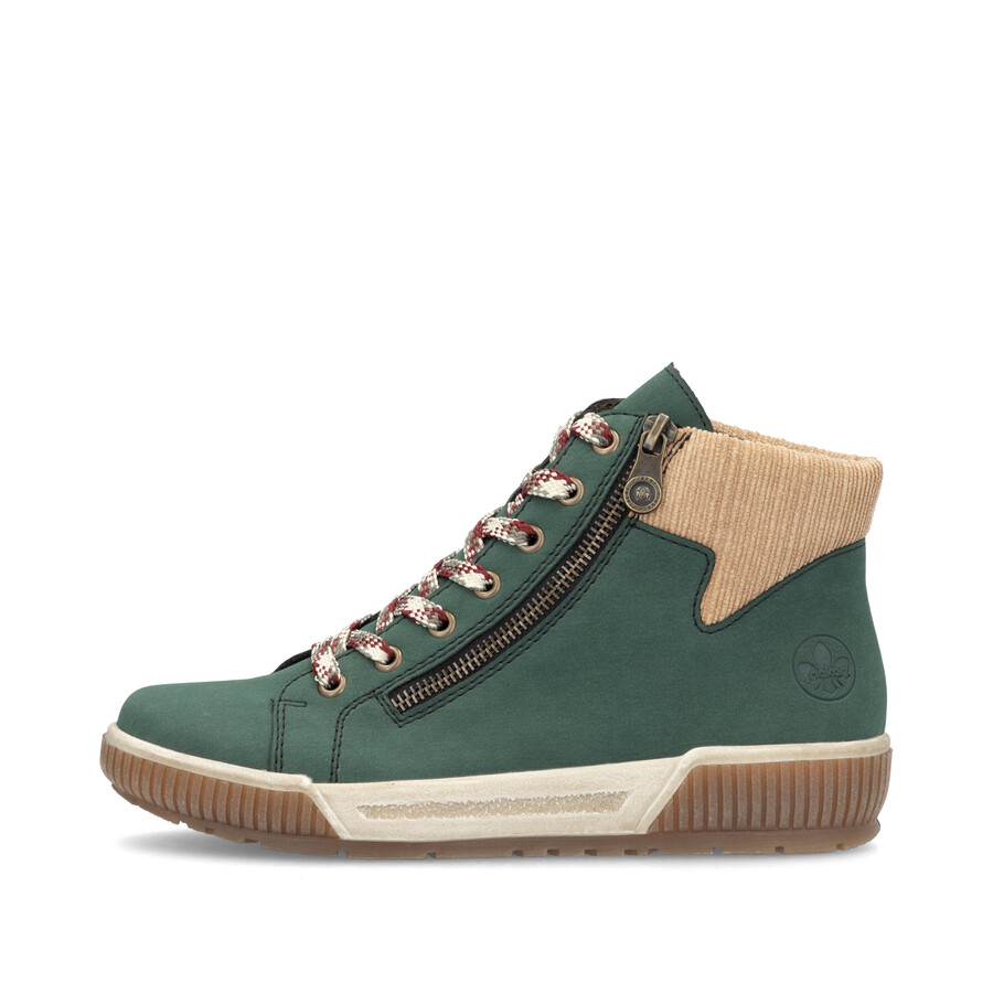 botas verdes con cremallera para mujer rieker n0709-54