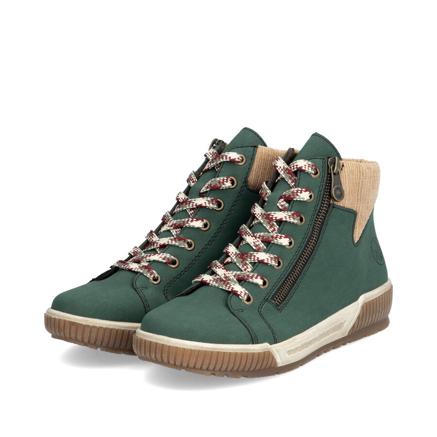 botas verdes con cremallera para mujer rieker n0709-54