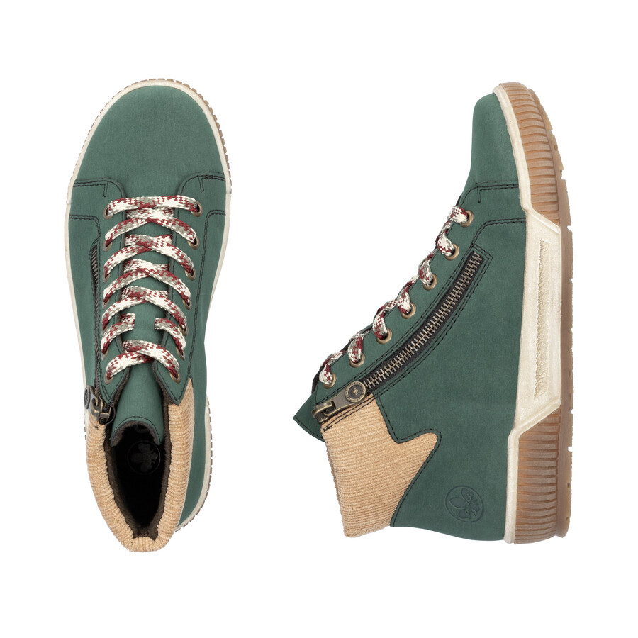 botas verdes con cremallera para mujer rieker n0709-54