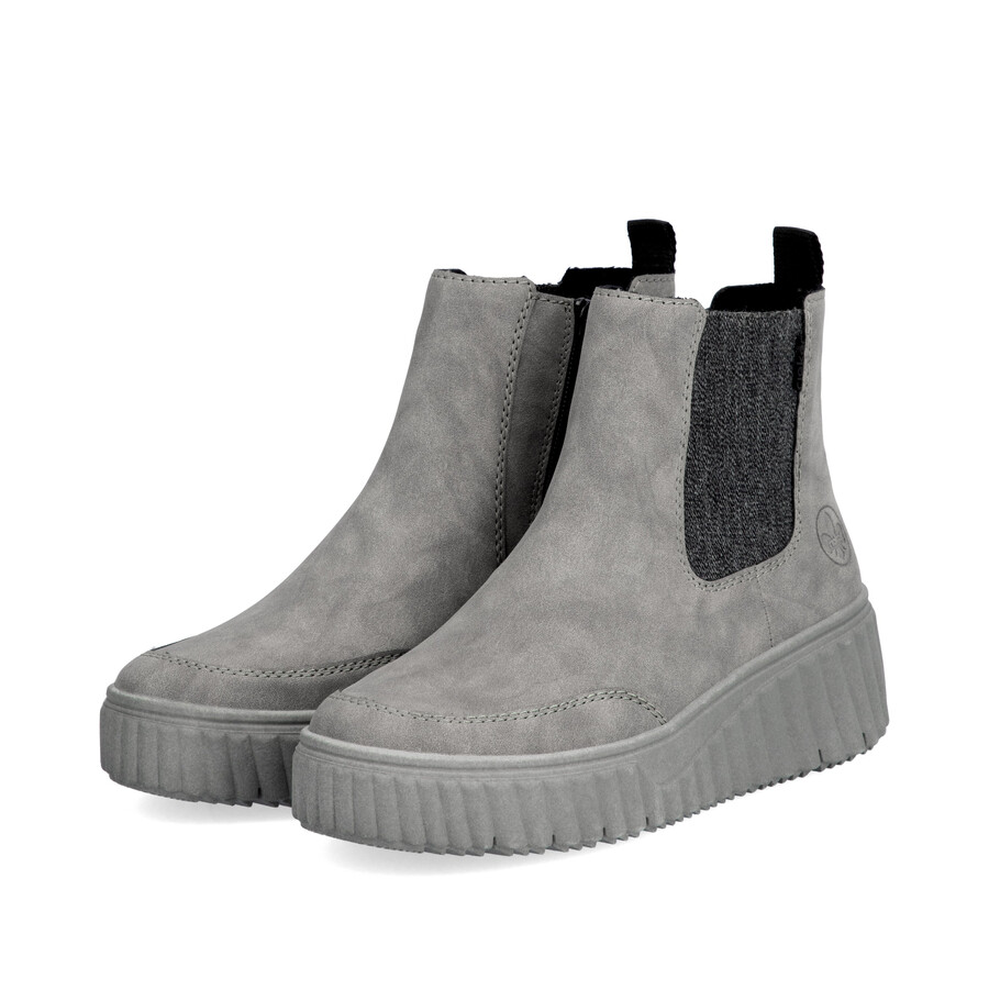 botas grises con cremallera para mujer rieker n2553-40