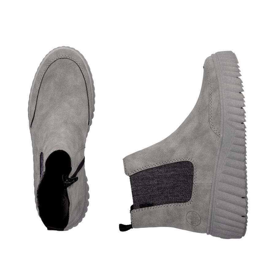 botas grises con cremallera para mujer rieker n2553-40