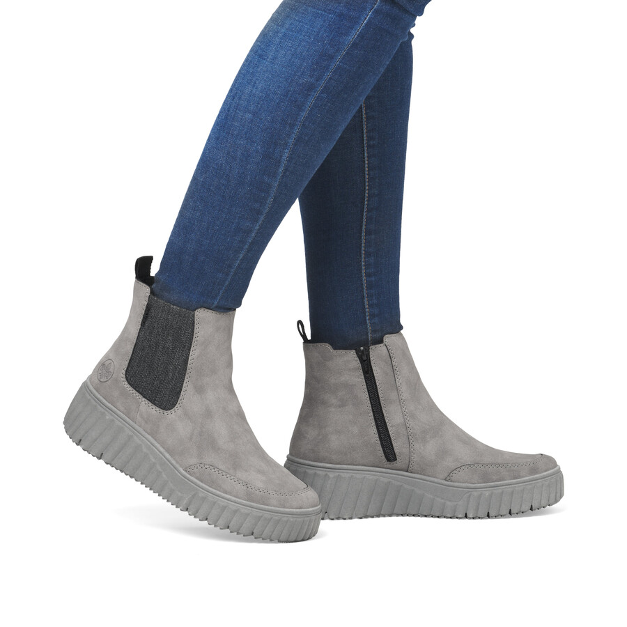 botas grises con cremallera para mujer rieker n2553-40