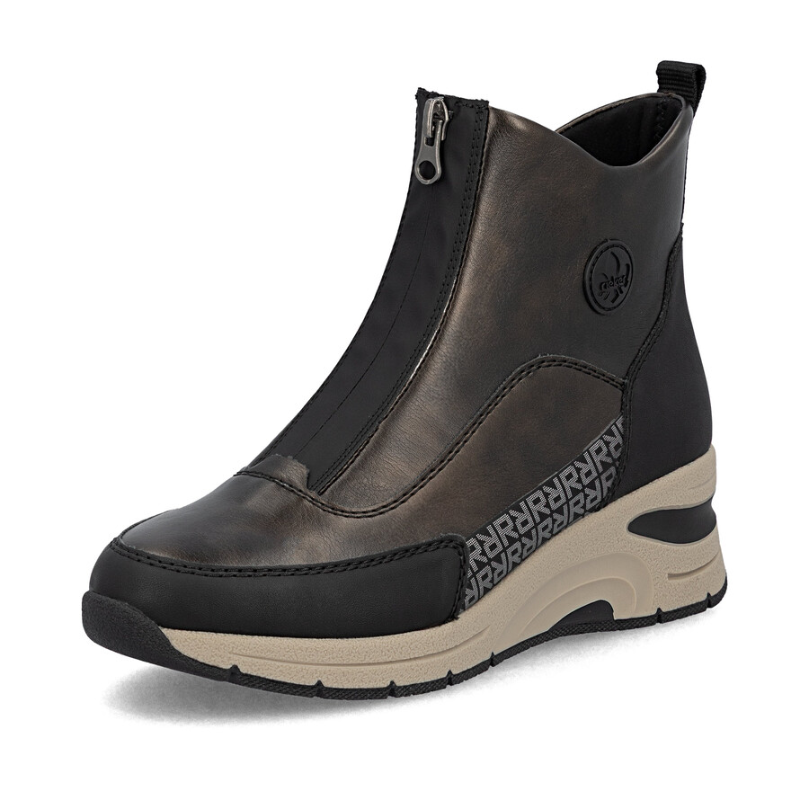 botas marrones con cremallera para mujer rieker n9381-60