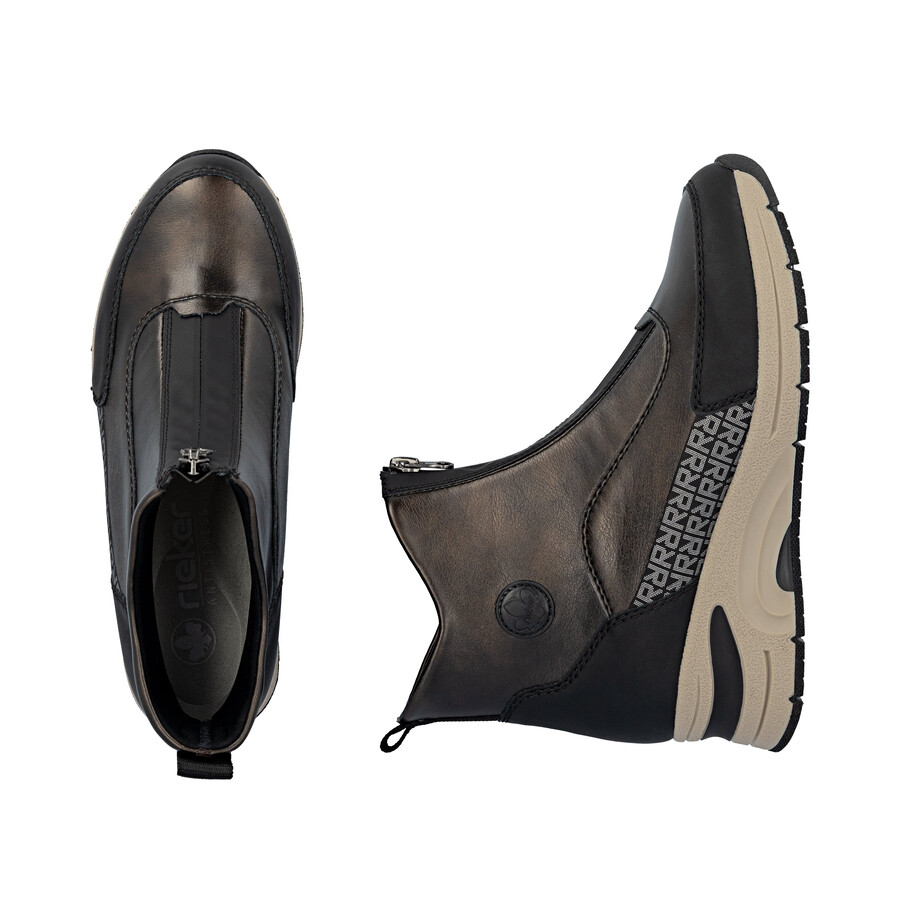 botas marrones con cremallera para mujer rieker n9381-60