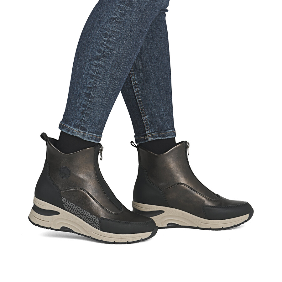 botas marrones con cremallera para mujer rieker n9381-60