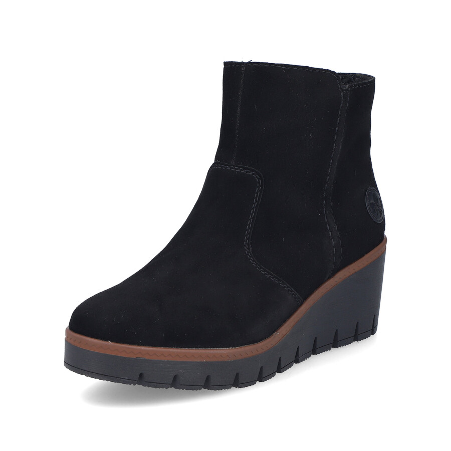 botas negras con cremallera para mujer rieker y5065-00