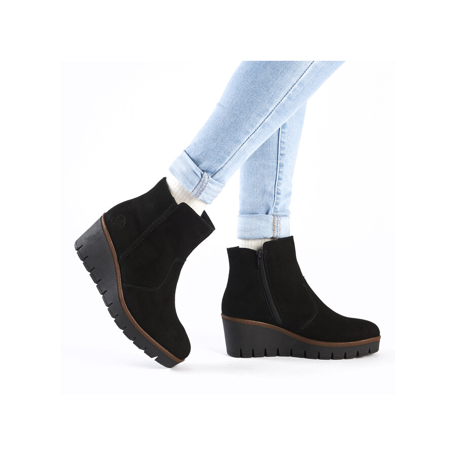 botas negras con cremallera para mujer rieker y5065-00