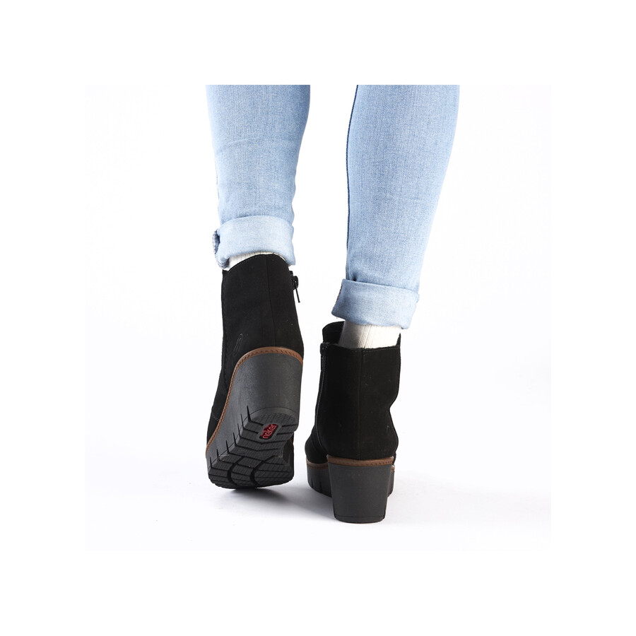 botas negras con cremallera para mujer rieker y5065-00