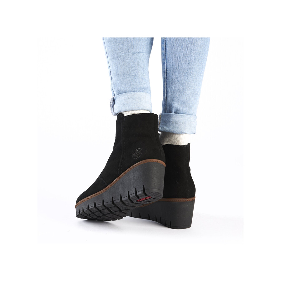 botas negras con cremallera para mujer rieker y5065-00