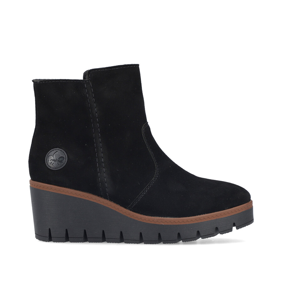 botas negras con cremallera para mujer rieker y5065-00