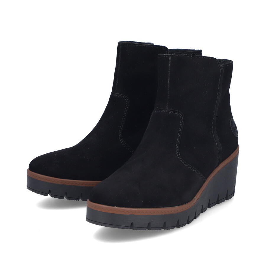 botas negras con cremallera para mujer rieker y5065-00