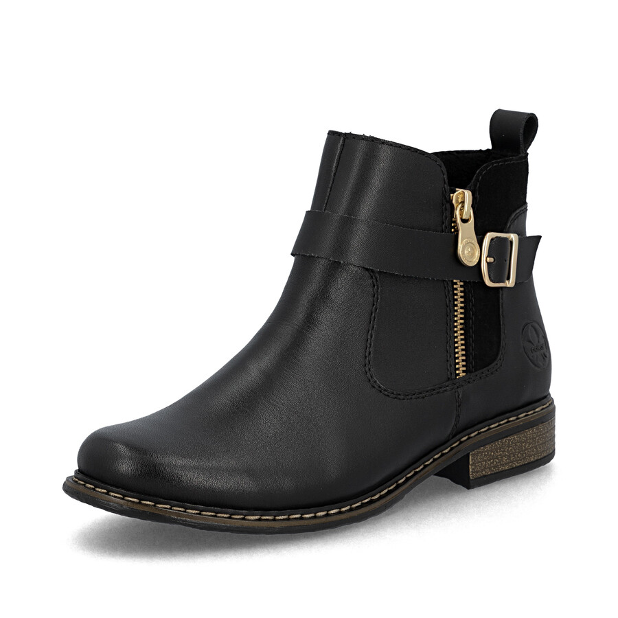 botas negras con cremallera para mujer rieker z4959-00