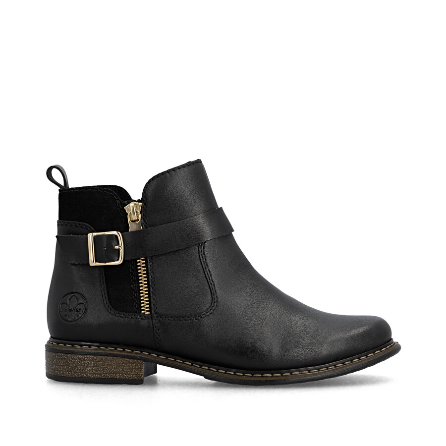 botas negras con cremallera para mujer rieker z4959-00