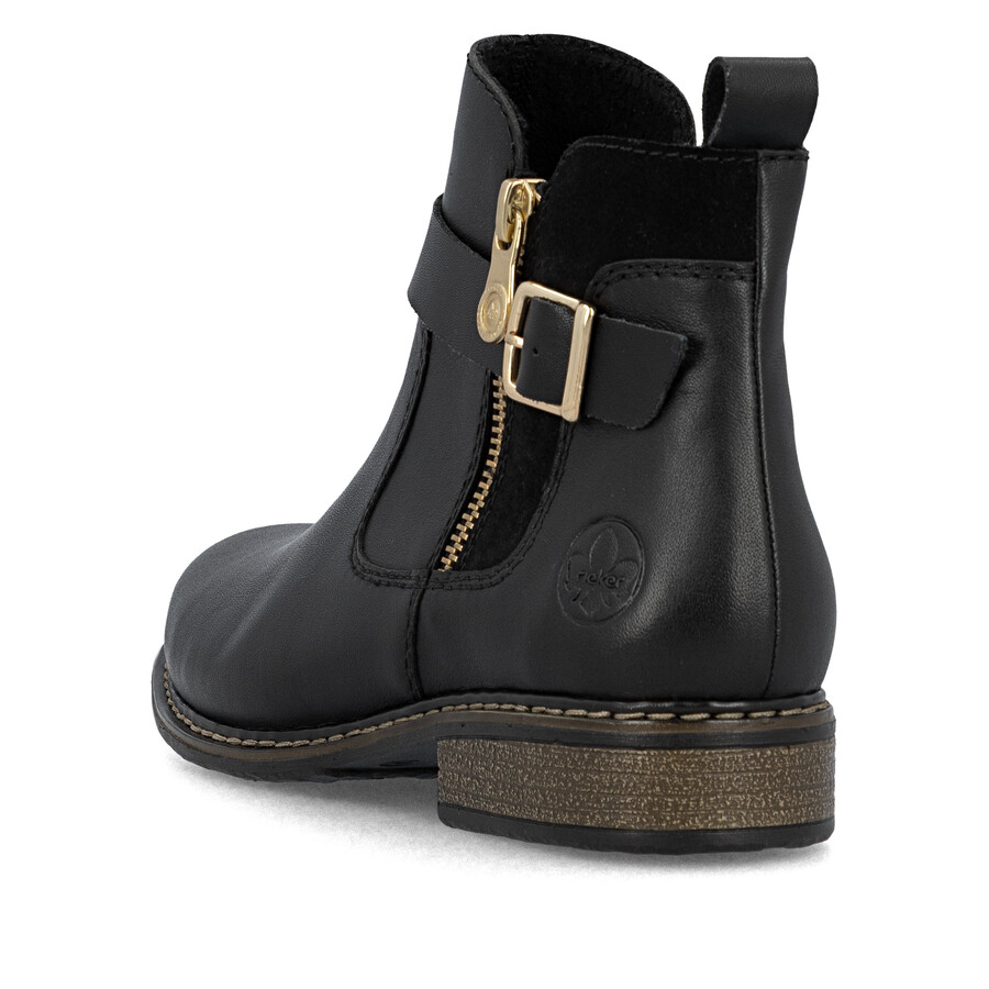 botas negras con cremallera para mujer rieker z4959-00
