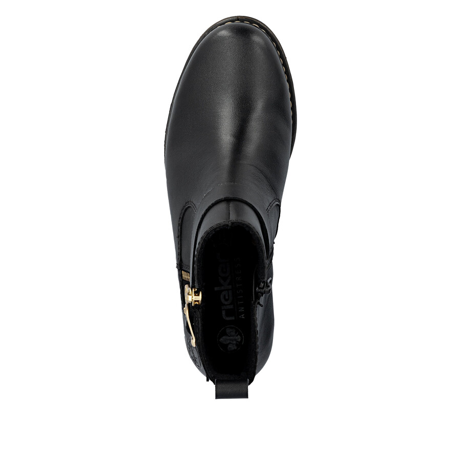 botas negras con cremallera para mujer rieker z4959-00