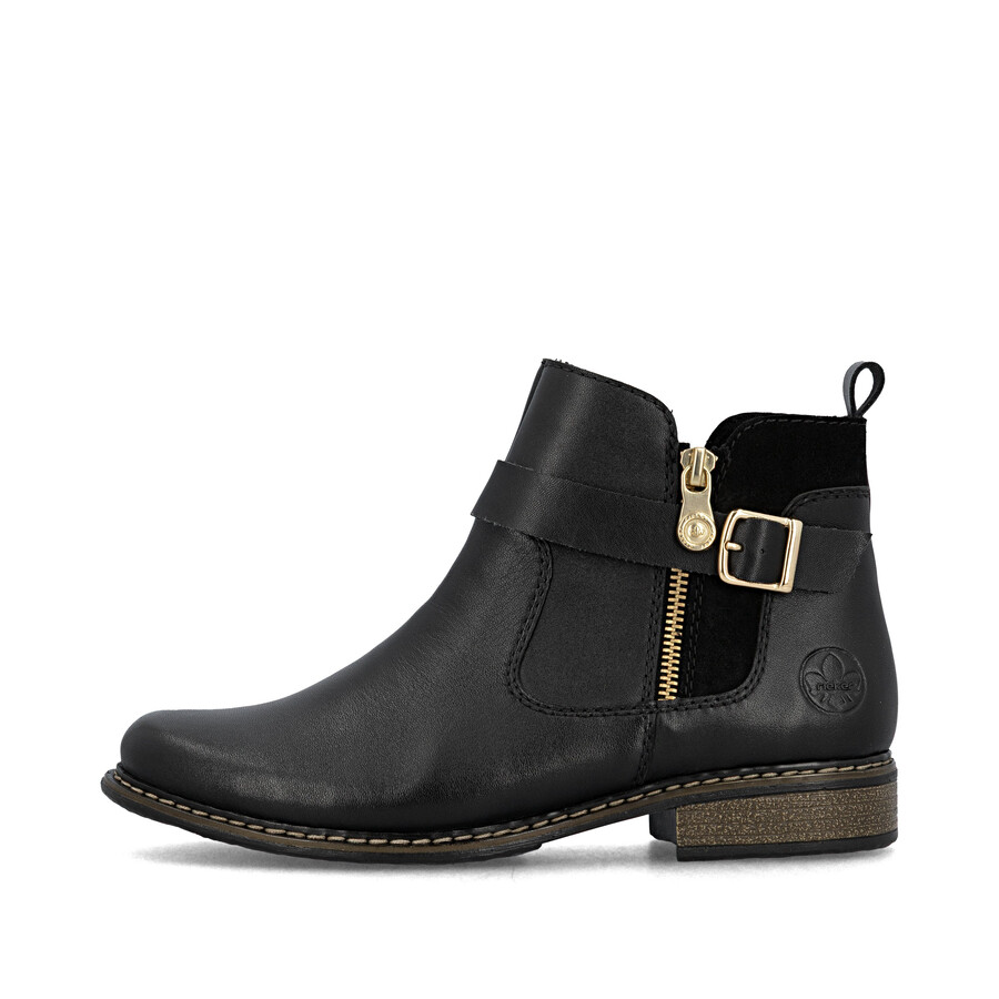 botas negras con cremallera para mujer rieker z4959-00