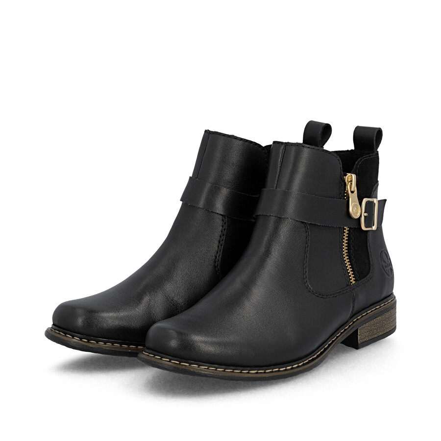 botas negras con cremallera para mujer rieker z4959-00