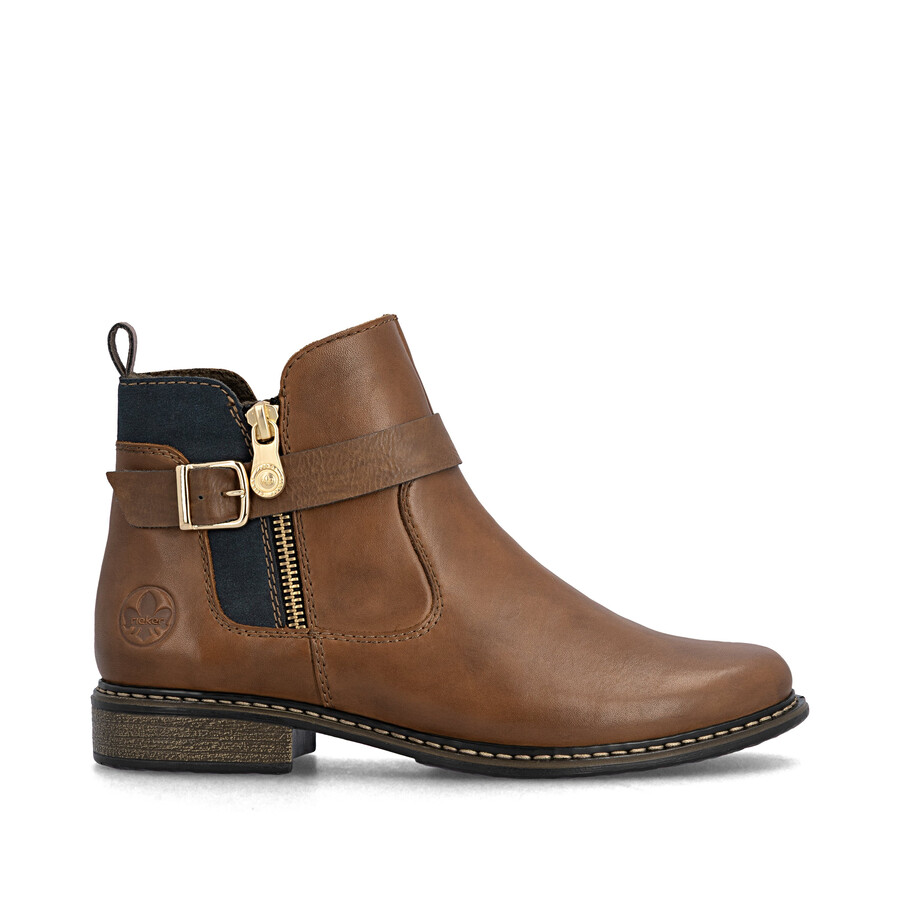 botas marrones con cremallera para mujer rieker z4959-22