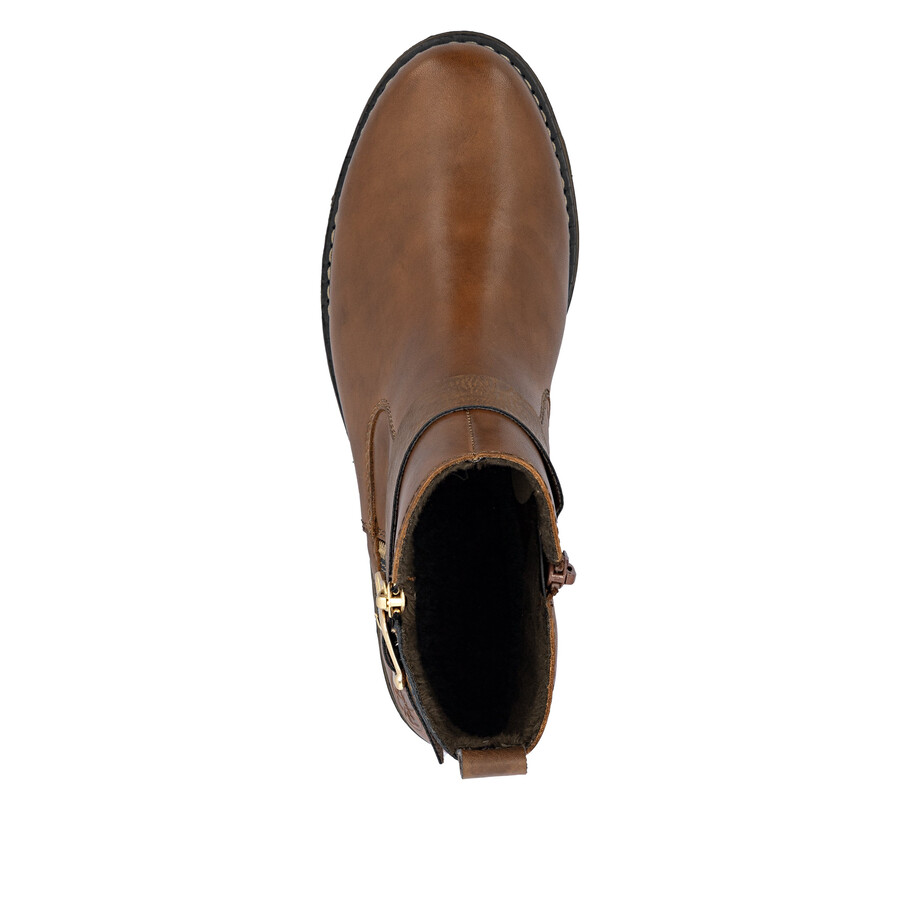 botas marrones con cremallera para mujer rieker z4959-22
