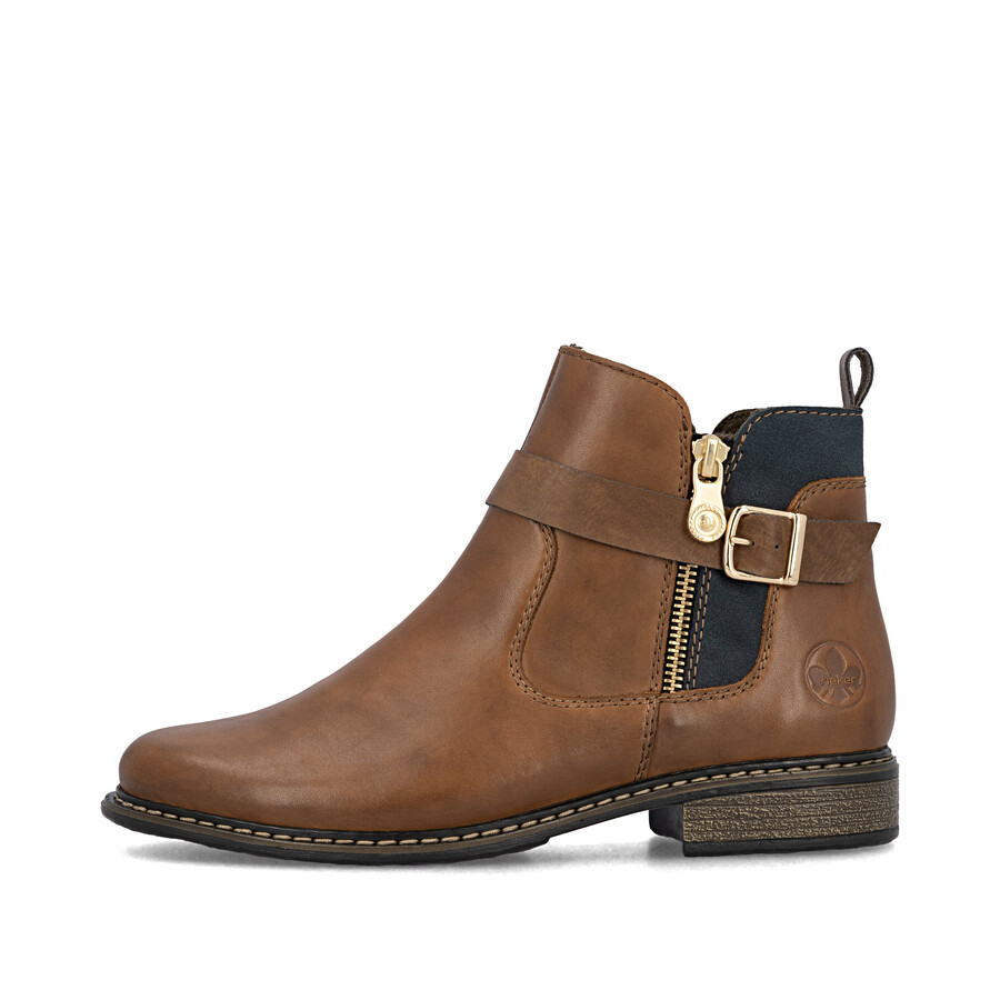 botas marrones con cremallera para mujer rieker z4959-22