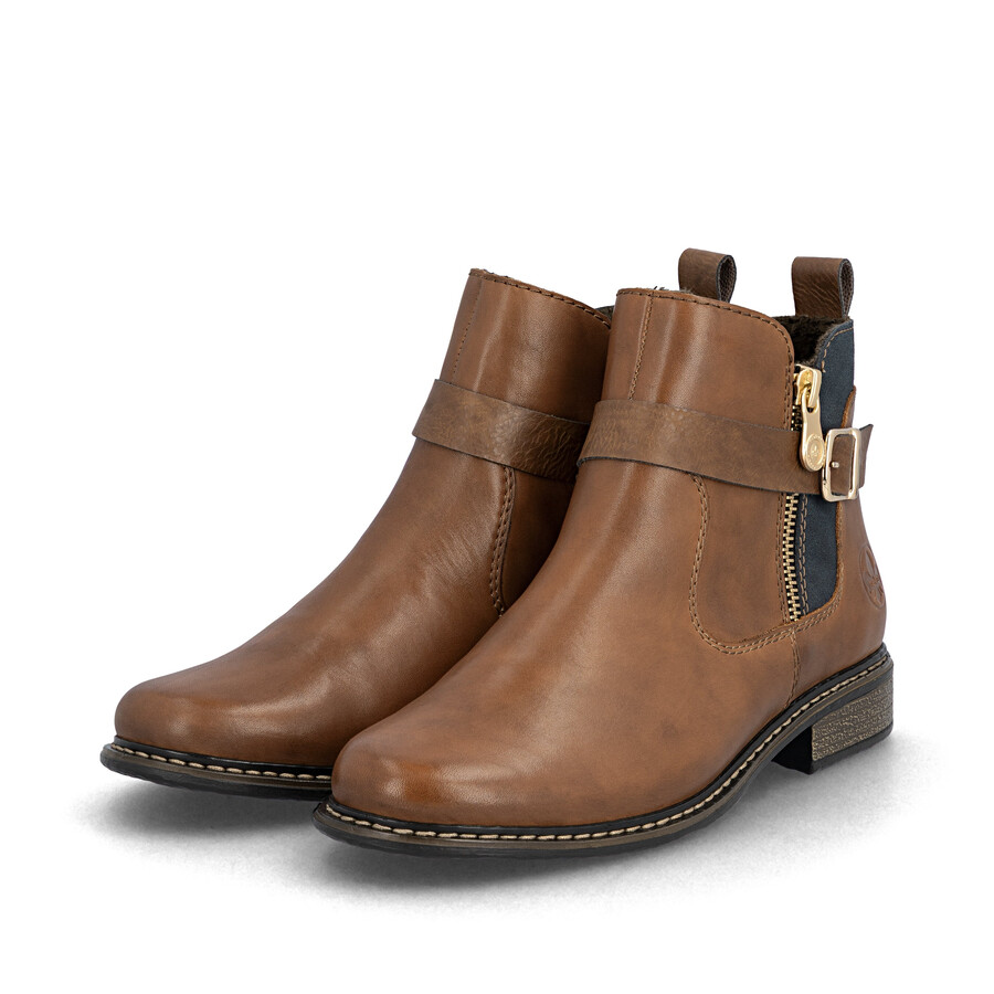 botas marrones con cremallera para mujer rieker z4959-22