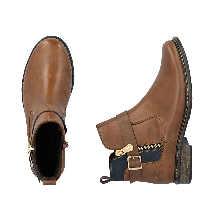 botas marrones con cremallera para mujer rieker z4959-22
