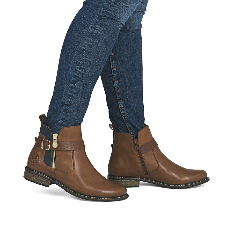 botas marrones con cremallera para mujer rieker z4959-22