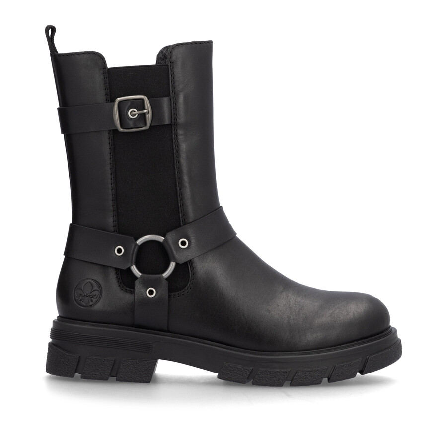botas negras con cremallera para mujer rieker z9177-00