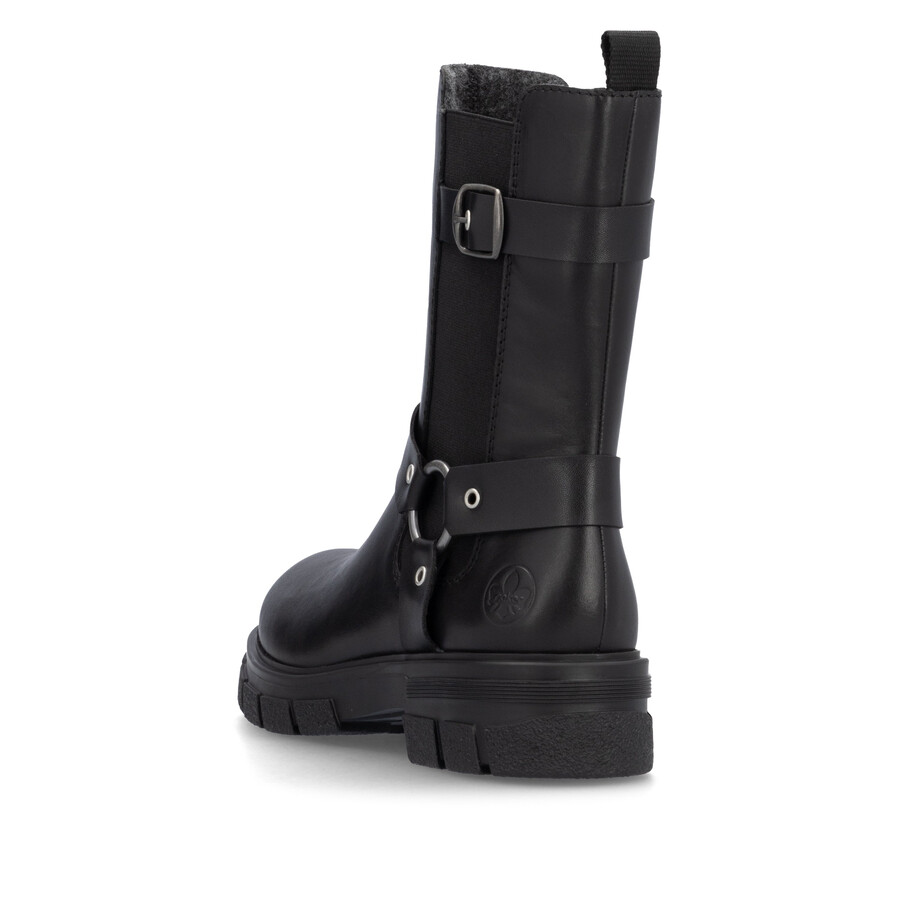 botas negras con cremallera para mujer rieker z9177-00