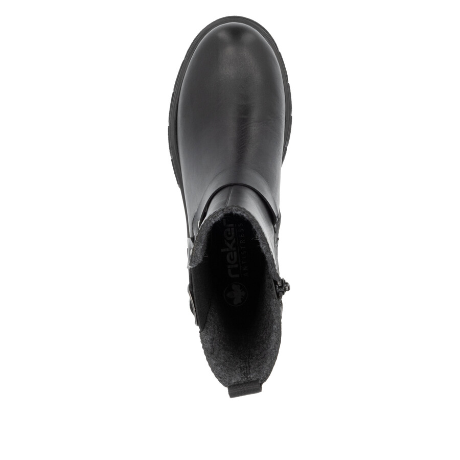 botas negras con cremallera para mujer rieker z9177-00