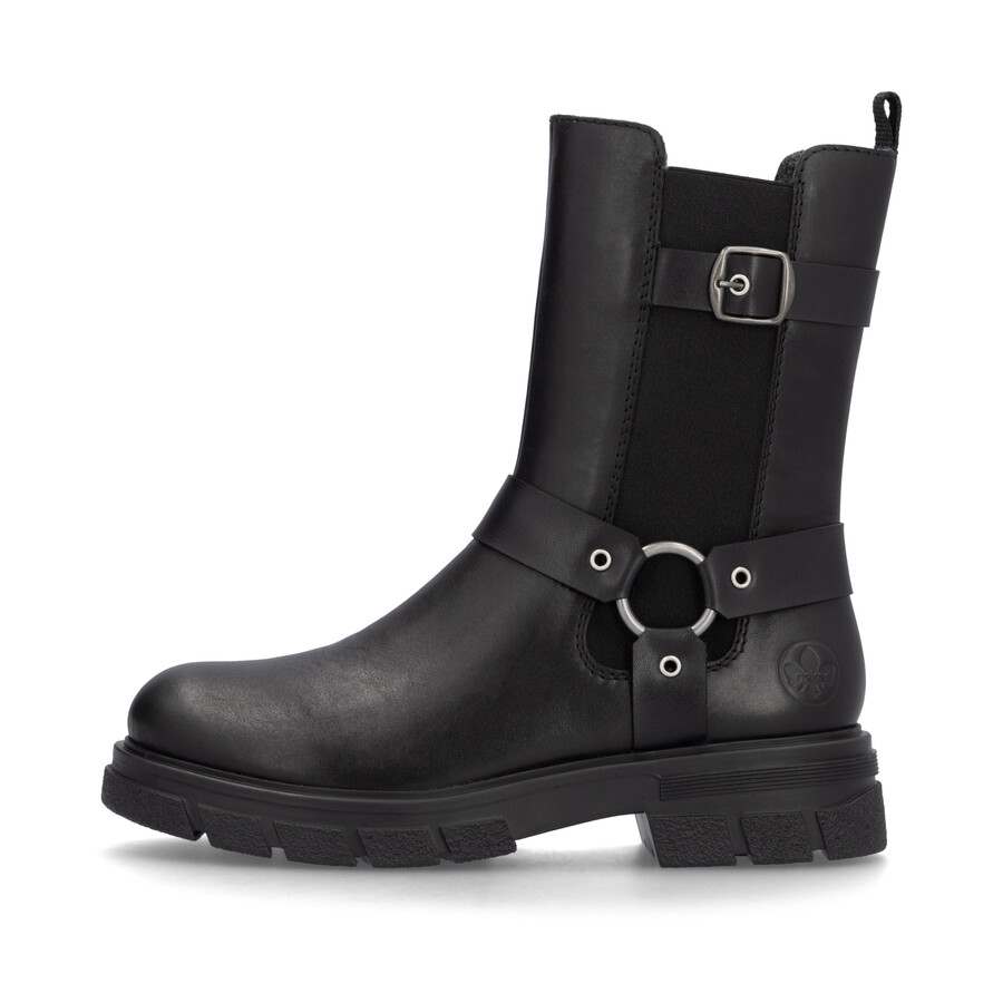 botas negras con cremallera para mujer rieker z9177-00