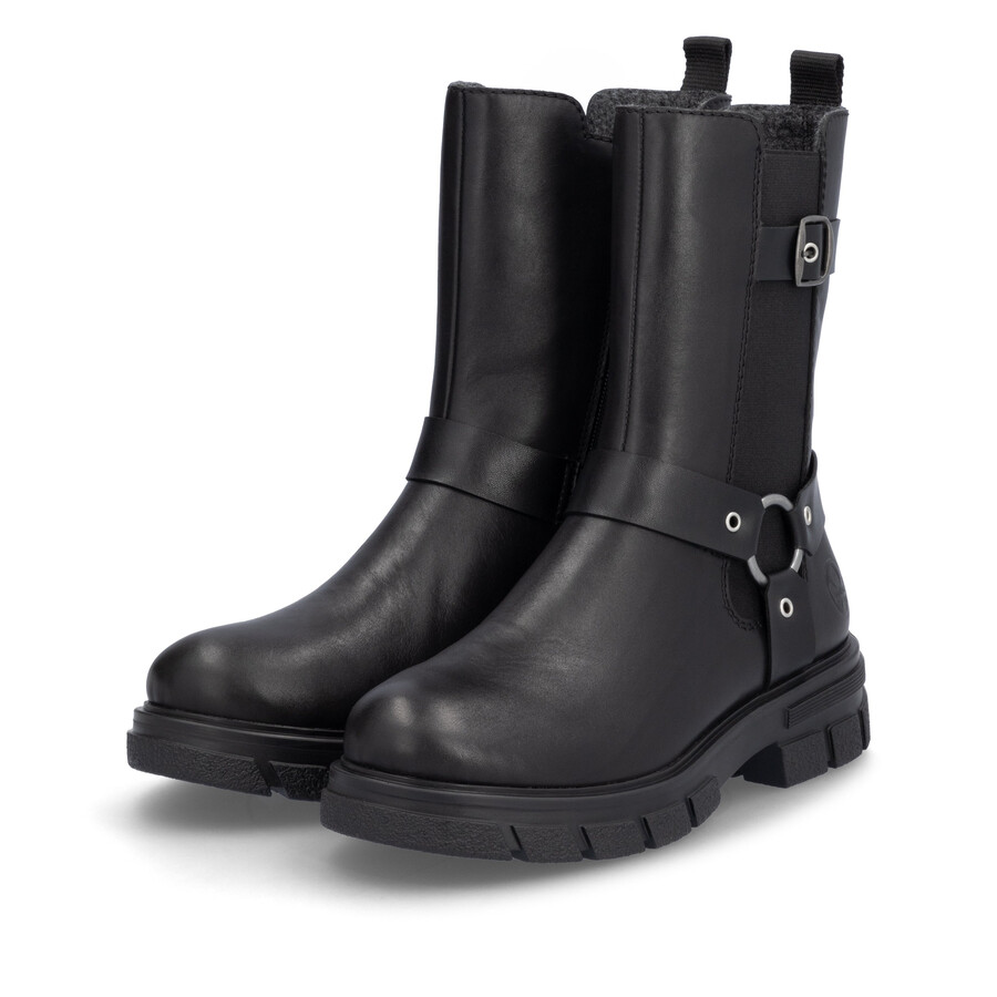 botas negras con cremallera para mujer rieker z9177-00