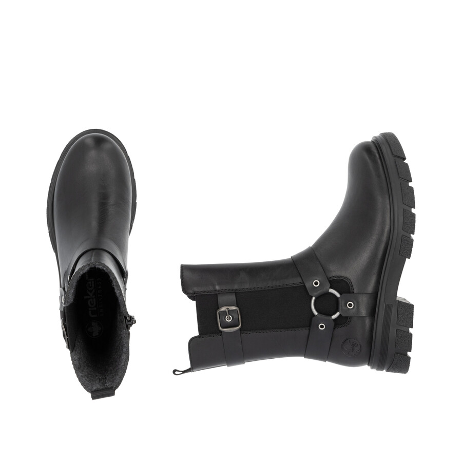botas negras con cremallera para mujer rieker z9177-00