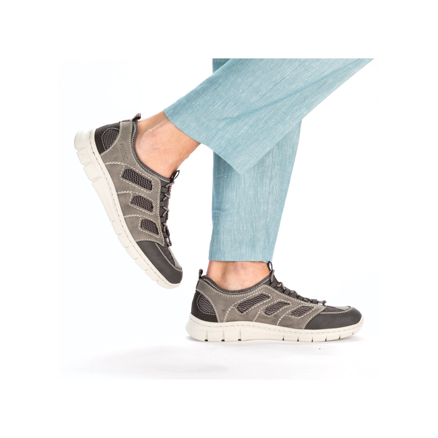 zapatos elásticos grises para hombre rieker b7762-45