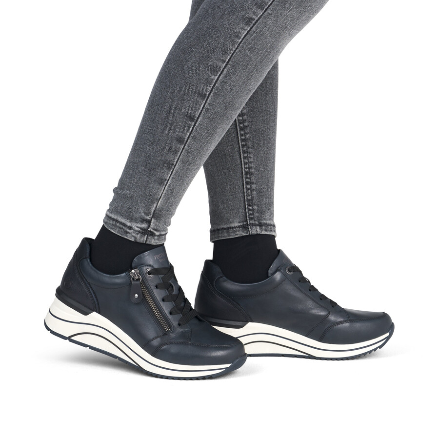 zapatos azules con cremallera para mujer remonte d0t03-15