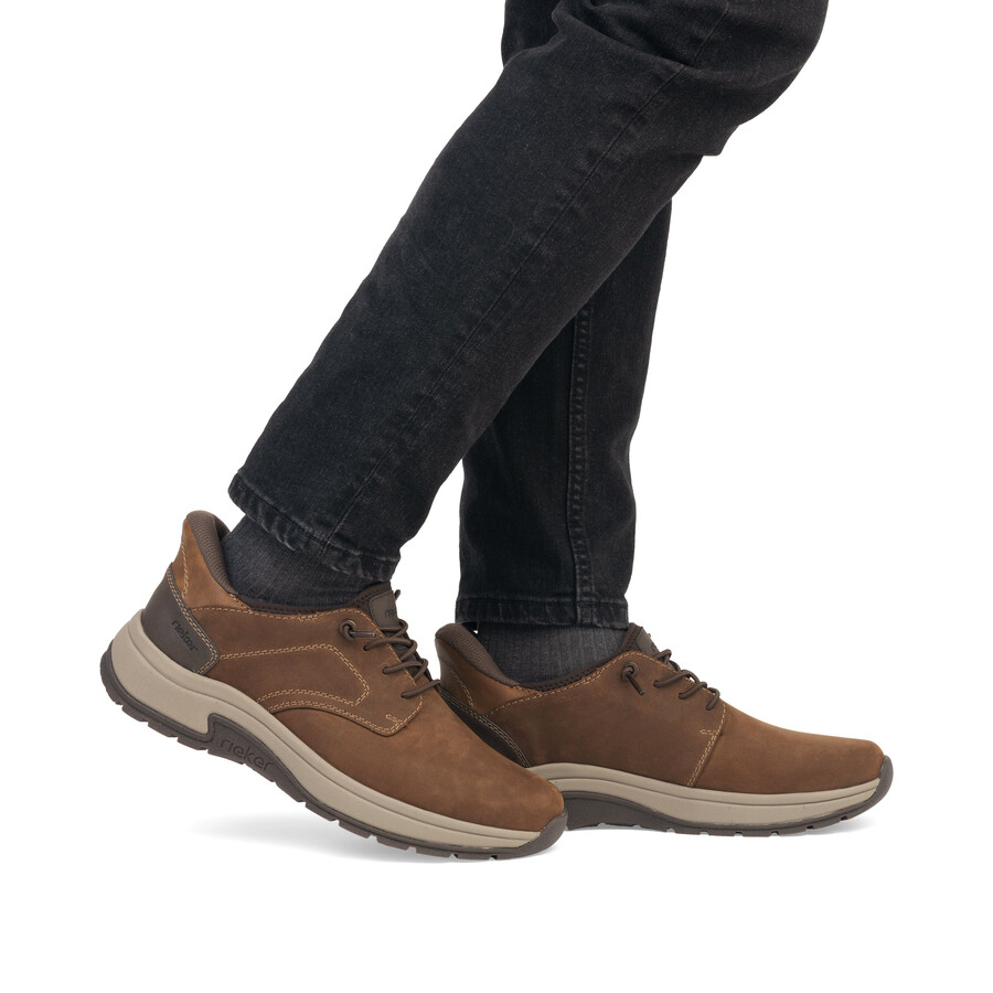 zapatos marrones con elástico para hombre rieker 11050-22