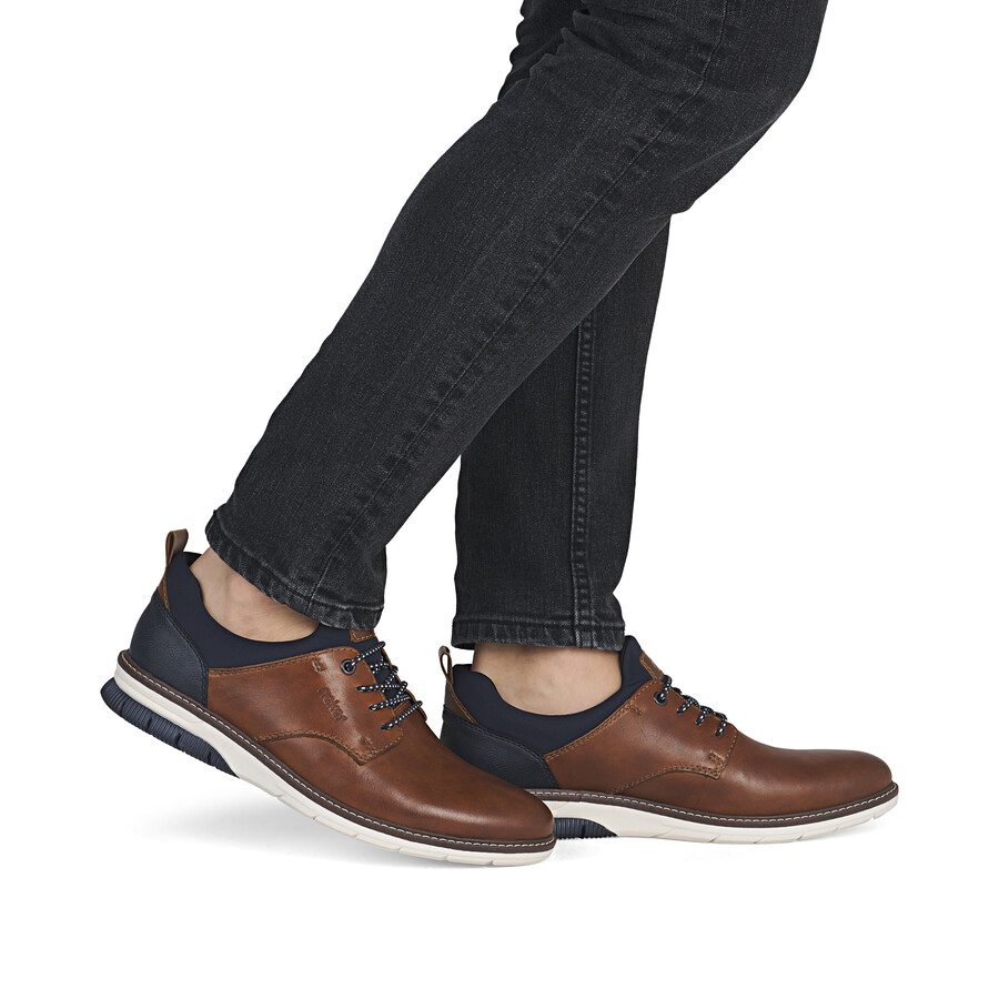 zapatos marrones con elástico para hombre rieker 14454-22