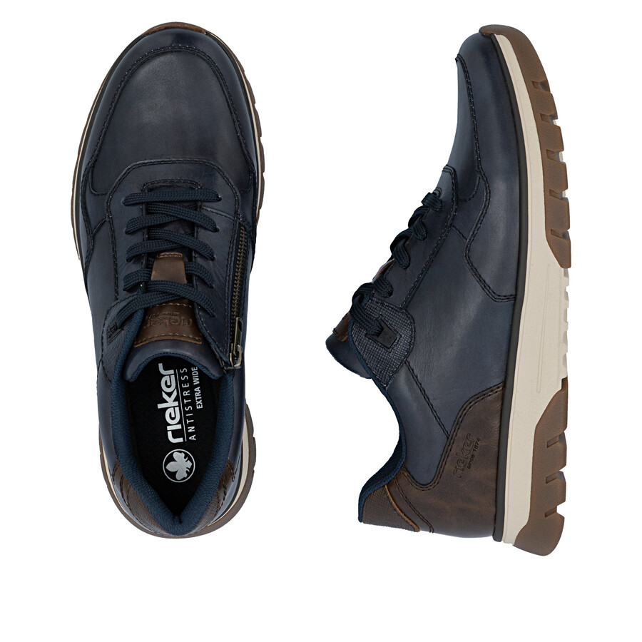 zapatos azules con cremallera para hombre rieker b9301-14