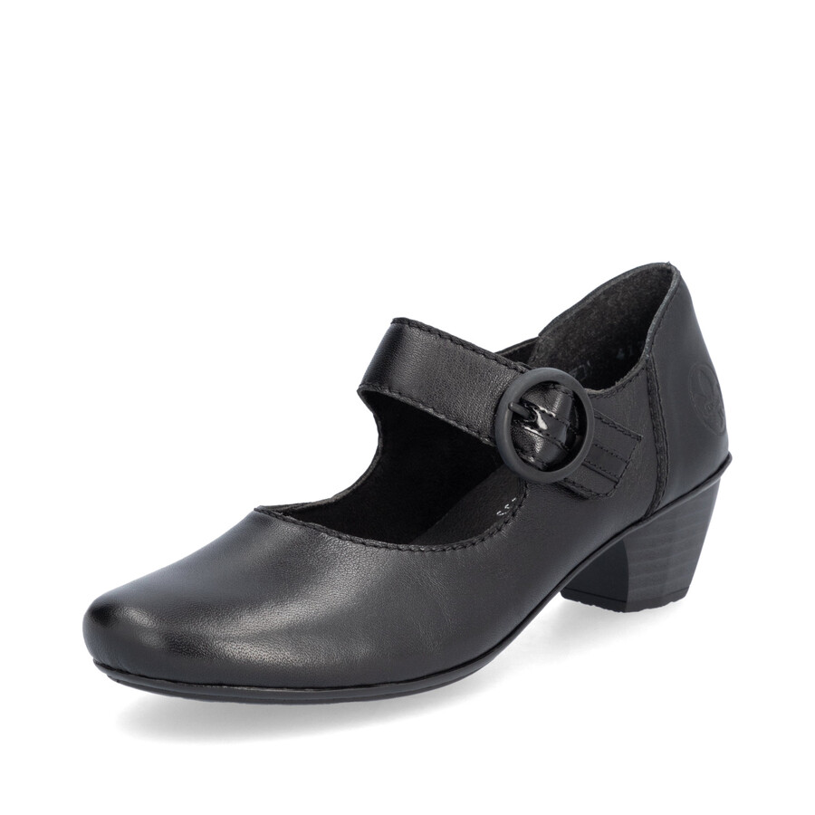 zapatos negros con cierre de velcro para mujer rieker 41756-00