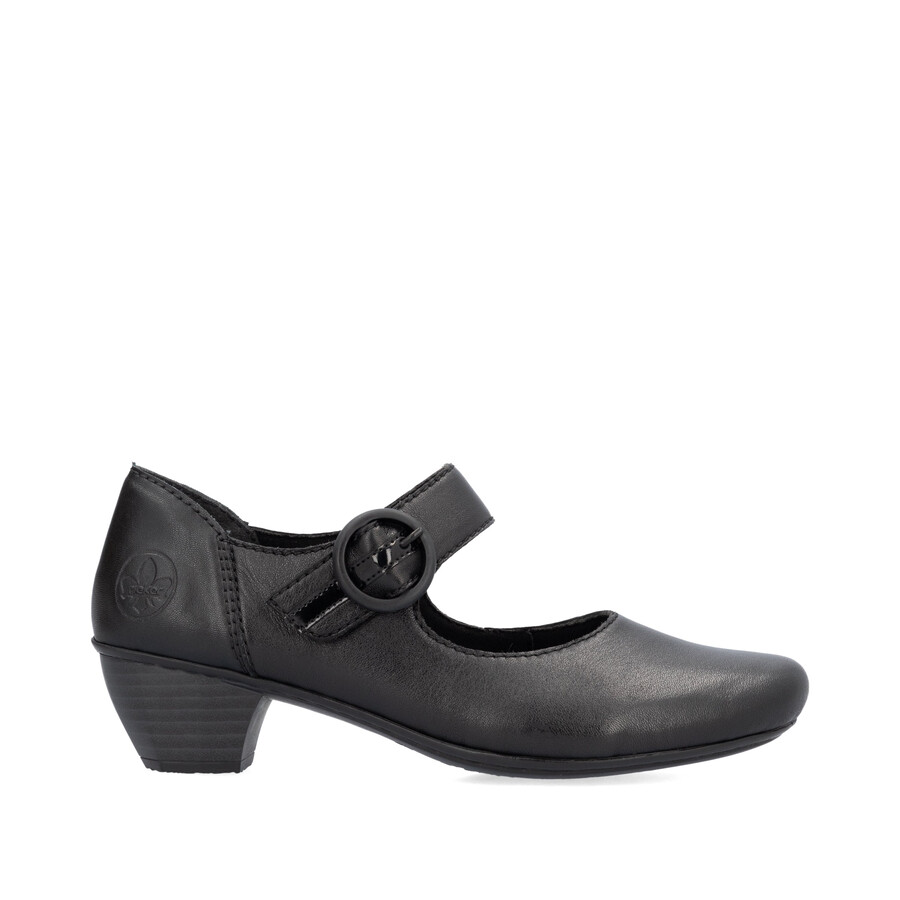 zapatos negros con cierre de velcro para mujer rieker 41756-00