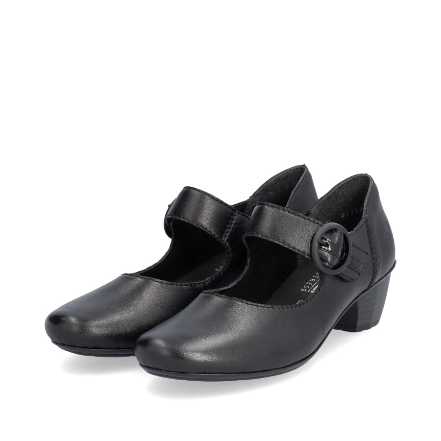 zapatos negros con cierre de velcro para mujer rieker 41756-00