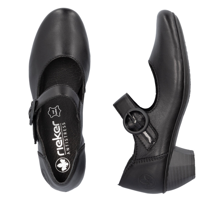 zapatos negros con cierre de velcro para mujer rieker 41756-00