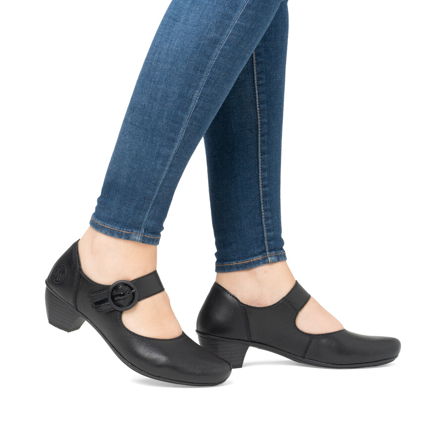 zapatos negros con cierre de velcro para mujer rieker 41756-00