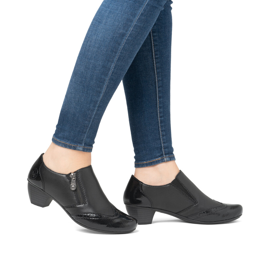 zapatos negros con cremallera para mujer rieker 41757-00