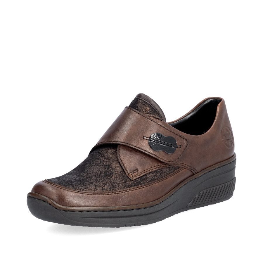 zapatos marrones con cierre de velcro para mujer rieker 487c0-25