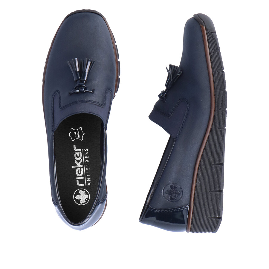zapatos elásticos azules para mujer rieker 53751-14