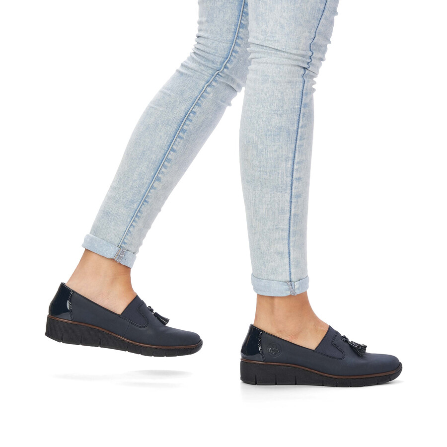 zapatos elásticos azules para mujer rieker 53751-14